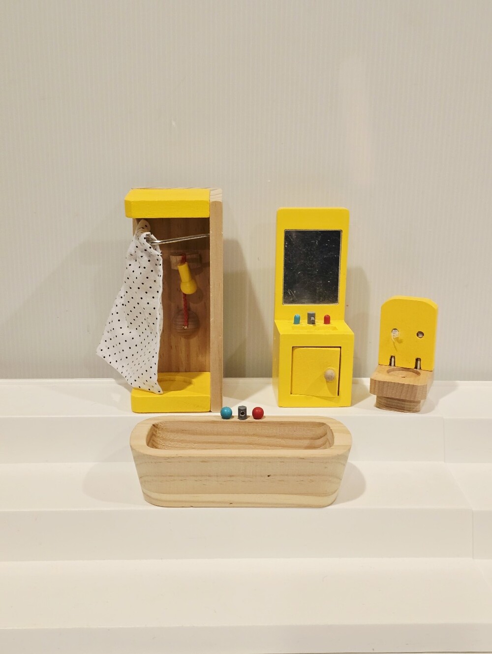 Pidoko Kids Dollhouse Furniture Wooden Bathroom Furniture Set